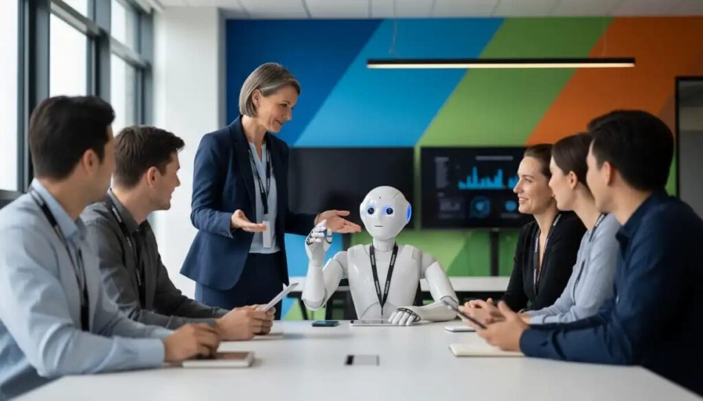 Illustrated network of multi-agent AI systems coordinating across enterprise workflows in 2026