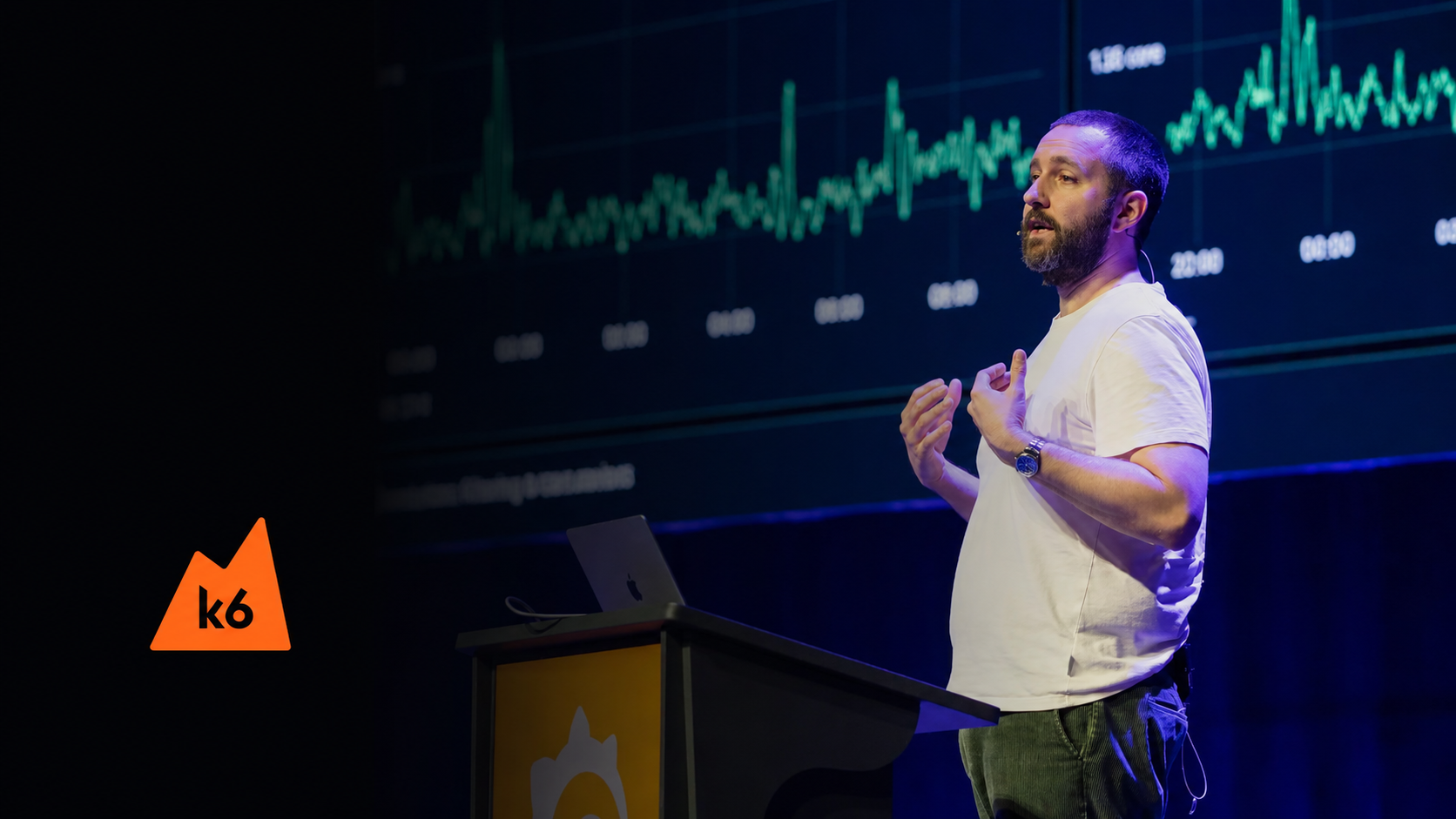 Grafana k6 2.0 release banner showing AI-assisted performance testing features and new command tools