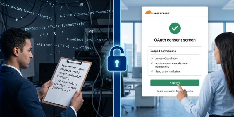 Cloudflare dashboard interface showing OAuth app creation screen
