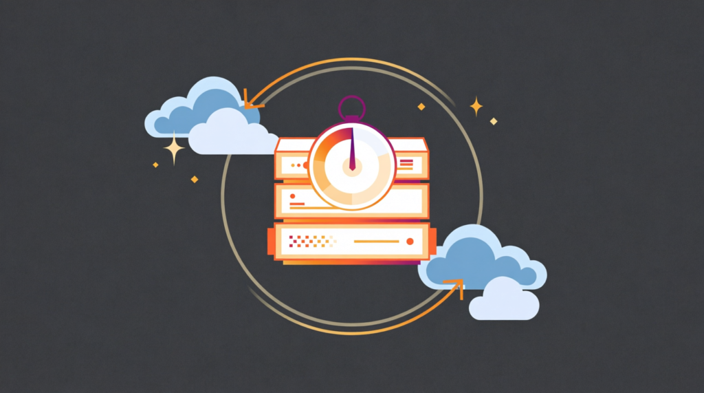 Cloudflare server rack with boot sequence visualization showing reduced startup time