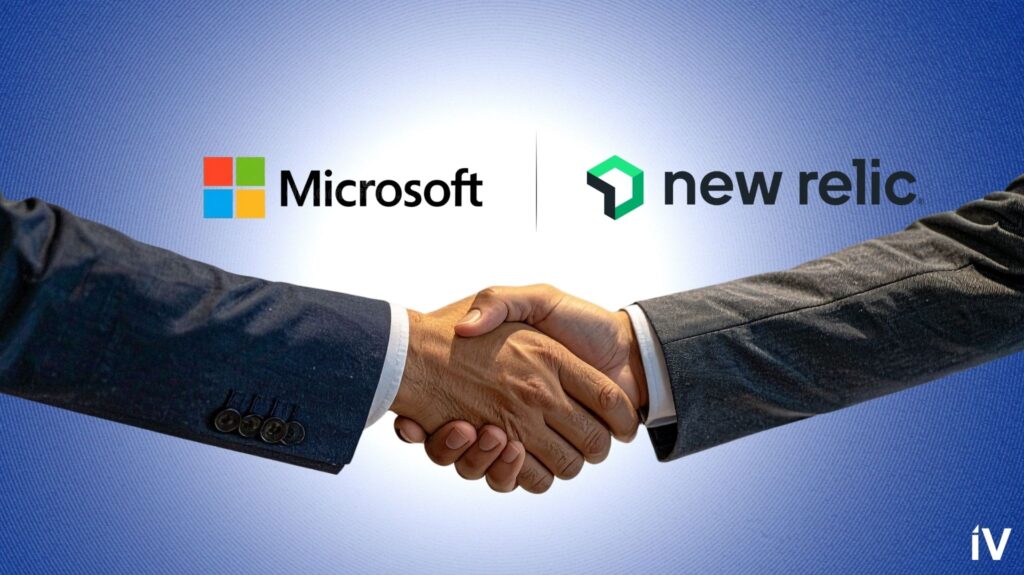 New Relic and Microsoft partnership logo at Microsoft Build 2026, highlighting intelligent observability for Azure